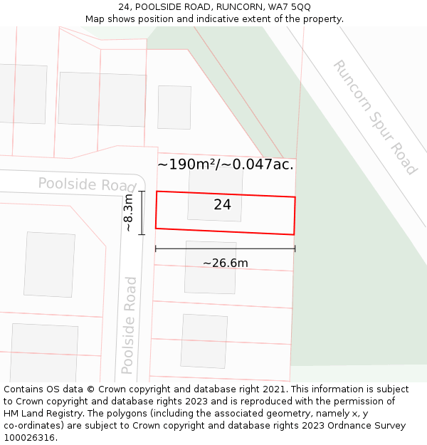 24, POOLSIDE ROAD, RUNCORN, WA7 5QQ: Plot and title map
