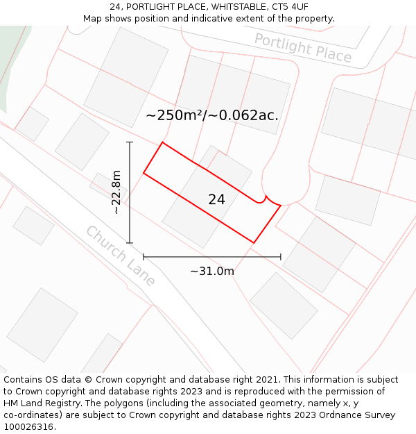 24, PORTLIGHT PLACE, WHITSTABLE, CT5 4UF: Plot and title map