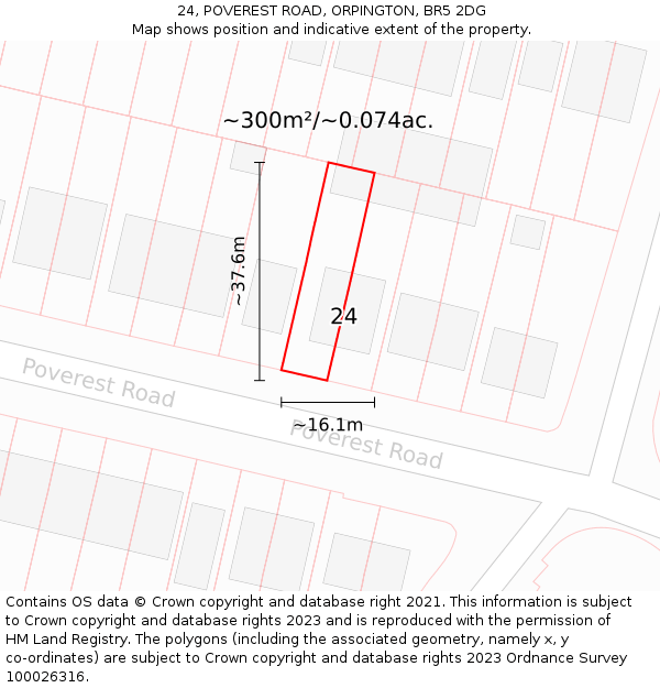 24, POVEREST ROAD, ORPINGTON, BR5 2DG: Plot and title map