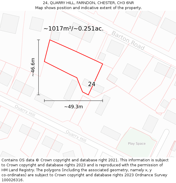 24, QUARRY HILL, FARNDON, CHESTER, CH3 6NR: Plot and title map