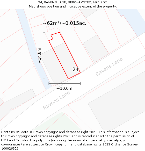 24, RAVENS LANE, BERKHAMSTED, HP4 2DZ: Plot and title map