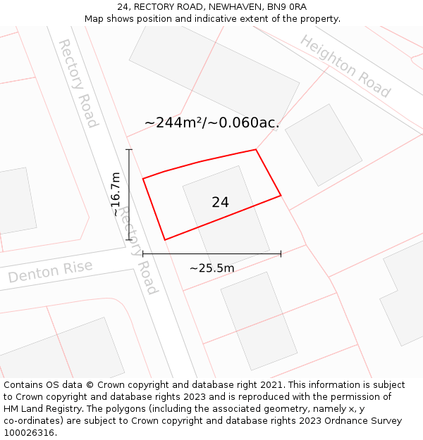 24, RECTORY ROAD, NEWHAVEN, BN9 0RA: Plot and title map