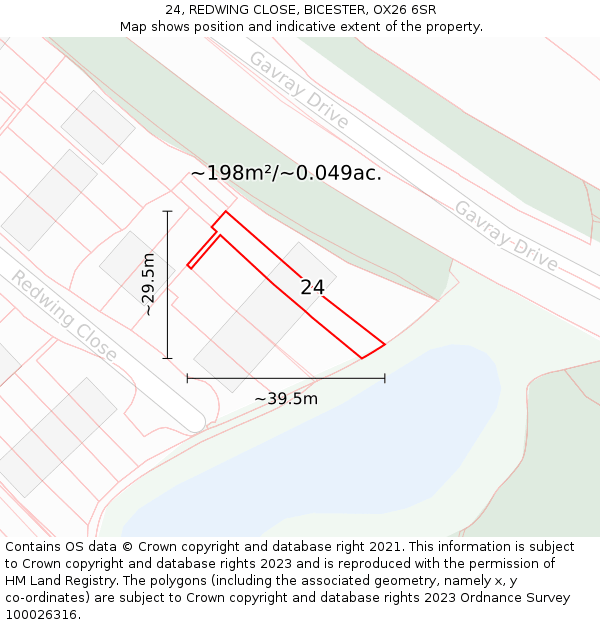 24, REDWING CLOSE, BICESTER, OX26 6SR: Plot and title map