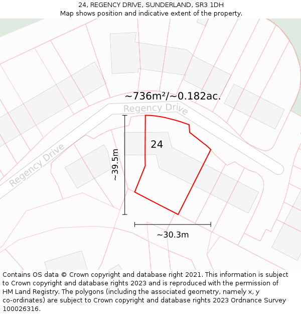 24, REGENCY DRIVE, SUNDERLAND, SR3 1DH: Plot and title map