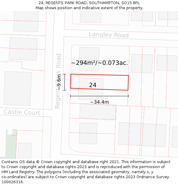 24, REGENTS PARK ROAD, SOUTHAMPTON, SO15 8PL: Plot and title map