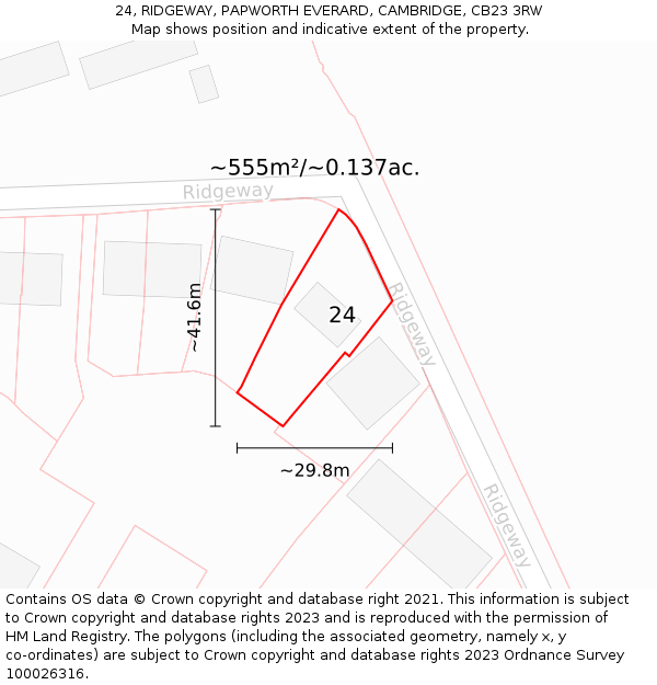 24, RIDGEWAY, PAPWORTH EVERARD, CAMBRIDGE, CB23 3RW: Plot and title map
