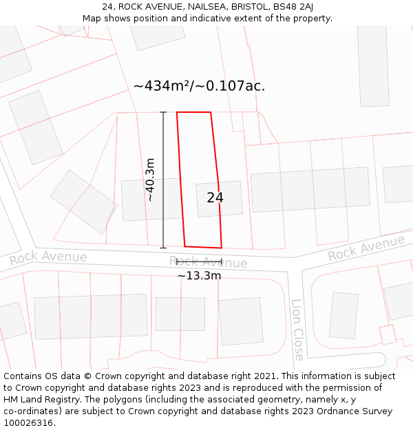 24, ROCK AVENUE, NAILSEA, BRISTOL, BS48 2AJ: Plot and title map