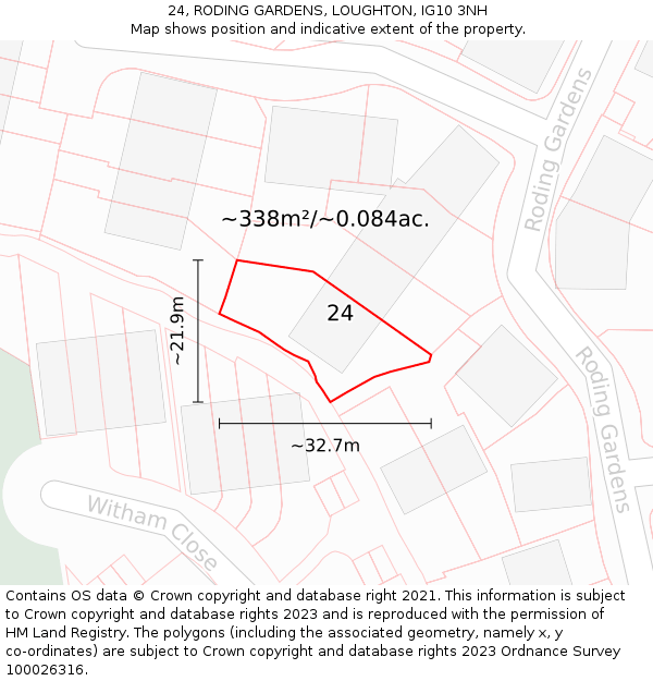 24, RODING GARDENS, LOUGHTON, IG10 3NH: Plot and title map