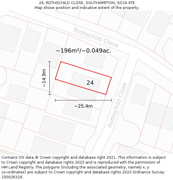 24, ROTHSCHILD CLOSE, SOUTHAMPTON, SO19 9TE: Plot and title map