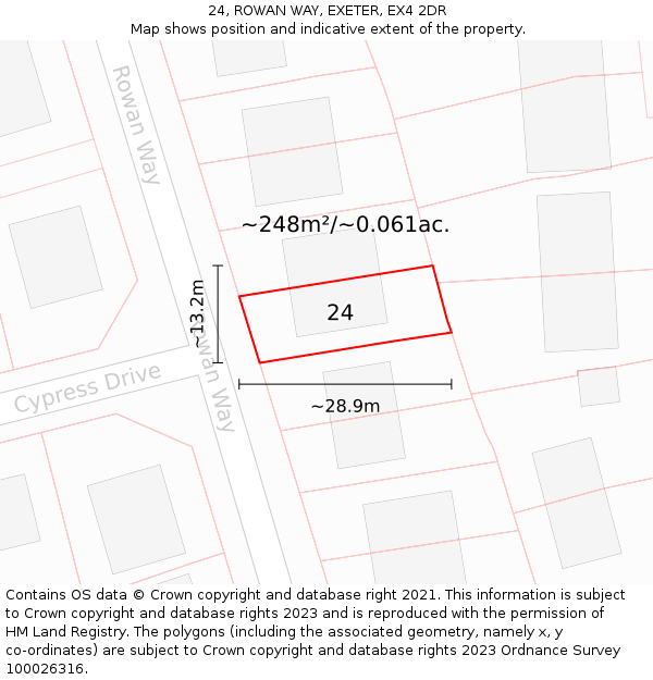 24, ROWAN WAY, EXETER, EX4 2DR: Plot and title map