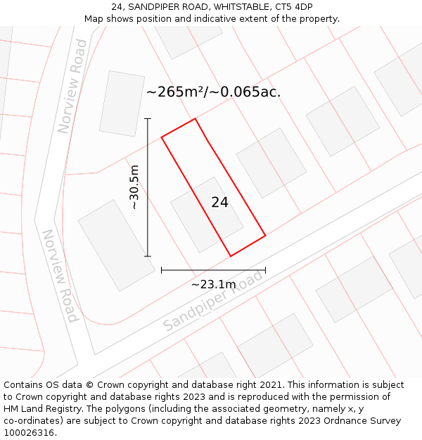 24, SANDPIPER ROAD, WHITSTABLE, CT5 4DP: Plot and title map