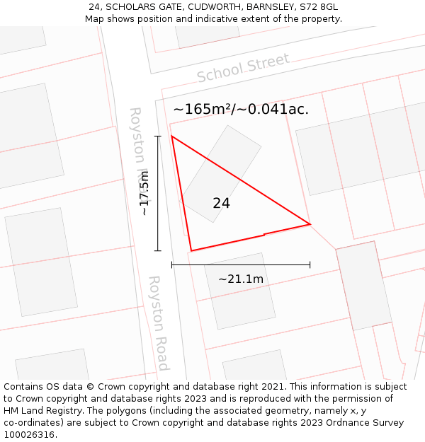 24, SCHOLARS GATE, CUDWORTH, BARNSLEY, S72 8GL: Plot and title map