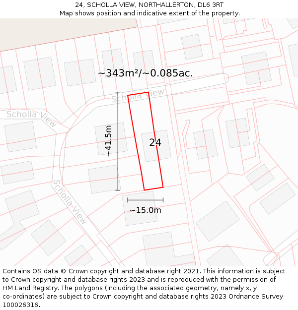 24, SCHOLLA VIEW, NORTHALLERTON, DL6 3RT: Plot and title map