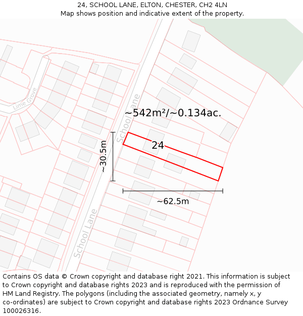 24, SCHOOL LANE, ELTON, CHESTER, CH2 4LN: Plot and title map