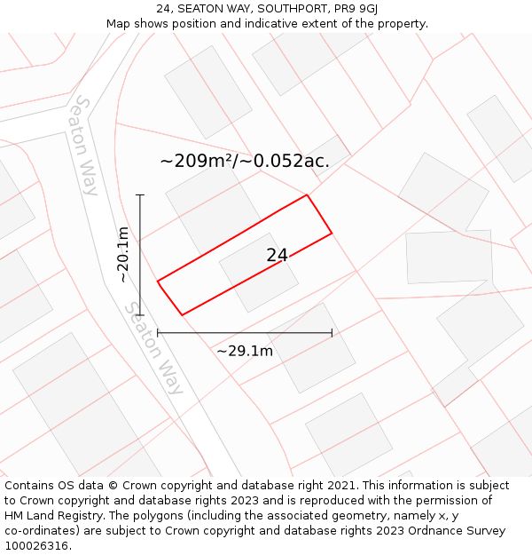 24, SEATON WAY, SOUTHPORT, PR9 9GJ: Plot and title map
