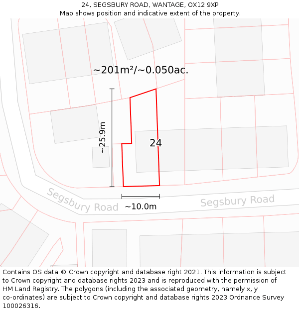 24, SEGSBURY ROAD, WANTAGE, OX12 9XP: Plot and title map