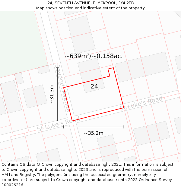 24, SEVENTH AVENUE, BLACKPOOL, FY4 2ED: Plot and title map
