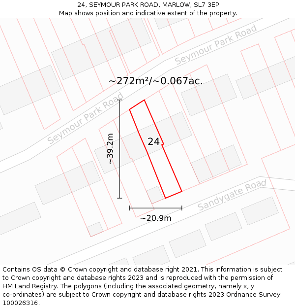 24, SEYMOUR PARK ROAD, MARLOW, SL7 3EP: Plot and title map