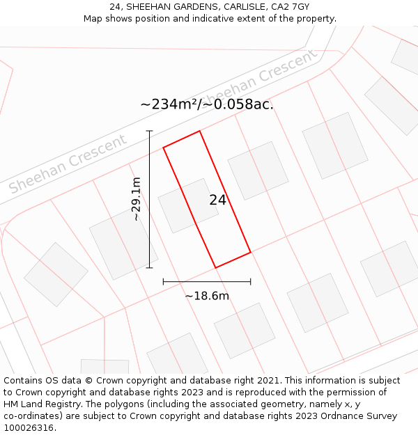 24, SHEEHAN GARDENS, CARLISLE, CA2 7GY: Plot and title map