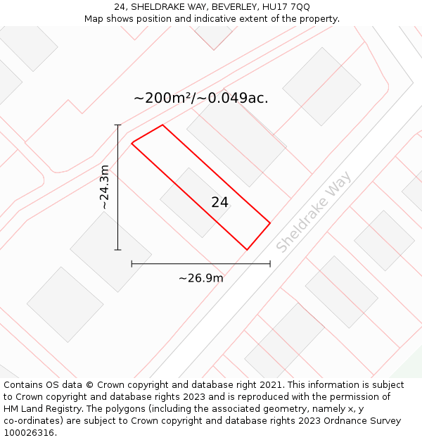24, SHELDRAKE WAY, BEVERLEY, HU17 7QQ: Plot and title map
