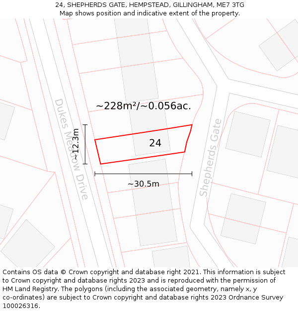 24, SHEPHERDS GATE, HEMPSTEAD, GILLINGHAM, ME7 3TG: Plot and title map