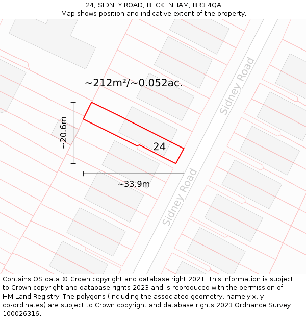 24, SIDNEY ROAD, BECKENHAM, BR3 4QA: Plot and title map