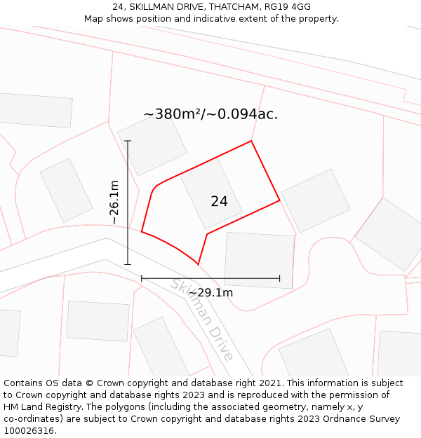 24, SKILLMAN DRIVE, THATCHAM, RG19 4GG: Plot and title map