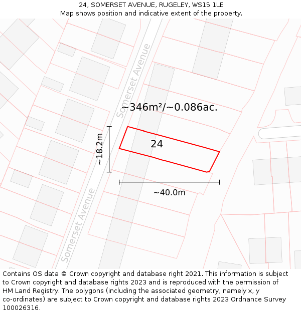 24, SOMERSET AVENUE, RUGELEY, WS15 1LE: Plot and title map