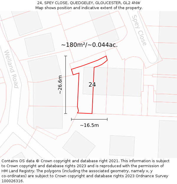 24, SPEY CLOSE, QUEDGELEY, GLOUCESTER, GL2 4NW: Plot and title map
