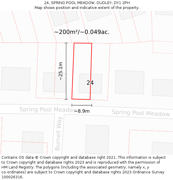 24, SPRING POOL MEADOW, DUDLEY, DY1 2PH: Plot and title map