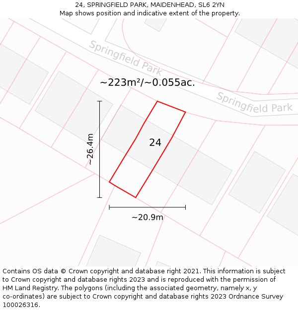 24, SPRINGFIELD PARK, MAIDENHEAD, SL6 2YN: Plot and title map
