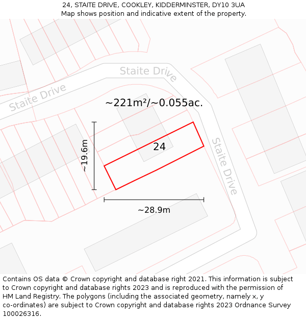 24, STAITE DRIVE, COOKLEY, KIDDERMINSTER, DY10 3UA: Plot and title map