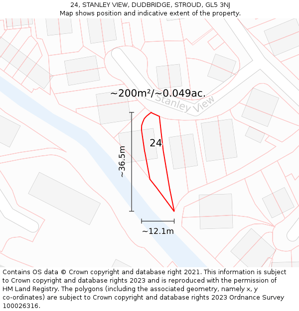 24, STANLEY VIEW, DUDBRIDGE, STROUD, GL5 3NJ: Plot and title map