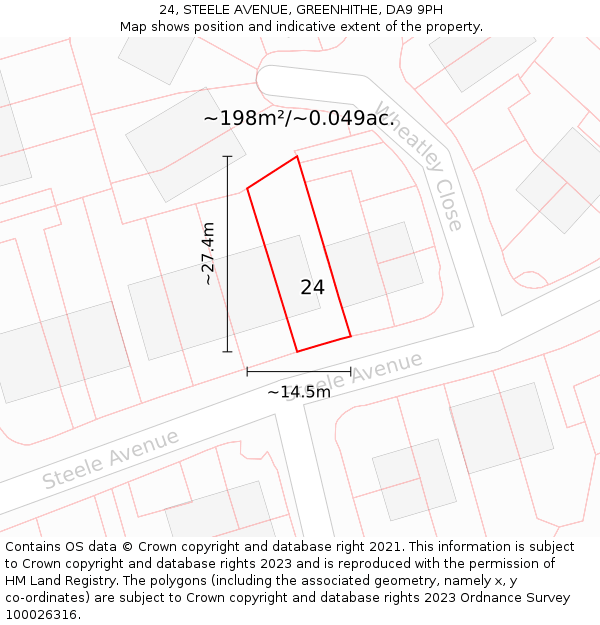 24, STEELE AVENUE, GREENHITHE, DA9 9PH: Plot and title map