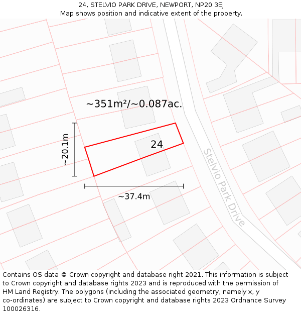 24, STELVIO PARK DRIVE, NEWPORT, NP20 3EJ: Plot and title map