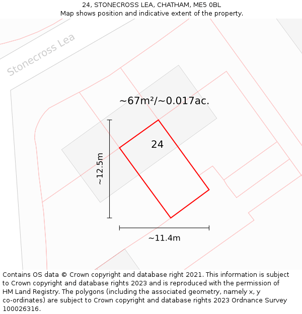 24, STONECROSS LEA, CHATHAM, ME5 0BL: Plot and title map
