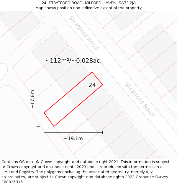 24, STRATFORD ROAD, MILFORD HAVEN, SA73 2JA: Plot and title map
