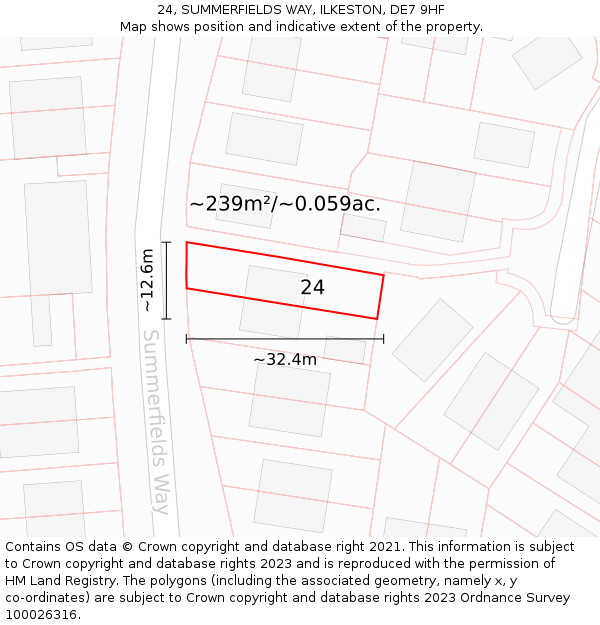 24, SUMMERFIELDS WAY, ILKESTON, DE7 9HF: Plot and title map