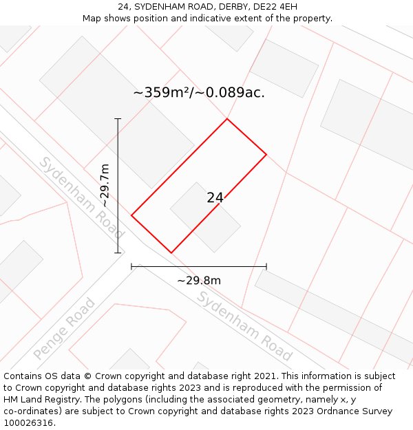 24, SYDENHAM ROAD, DERBY, DE22 4EH: Plot and title map