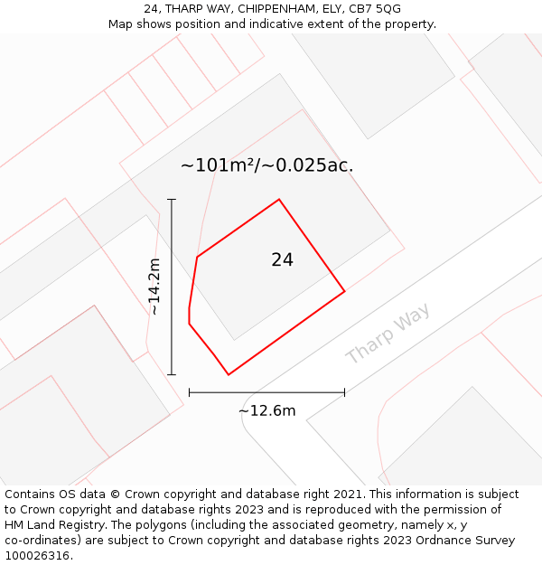 24, THARP WAY, CHIPPENHAM, ELY, CB7 5QG: Plot and title map