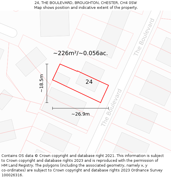 24, THE BOULEVARD, BROUGHTON, CHESTER, CH4 0SW: Plot and title map
