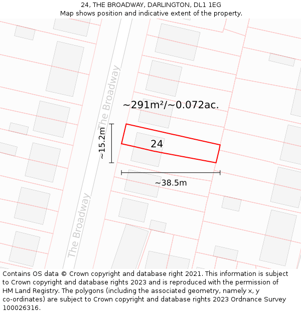 24, THE BROADWAY, DARLINGTON, DL1 1EG: Plot and title map