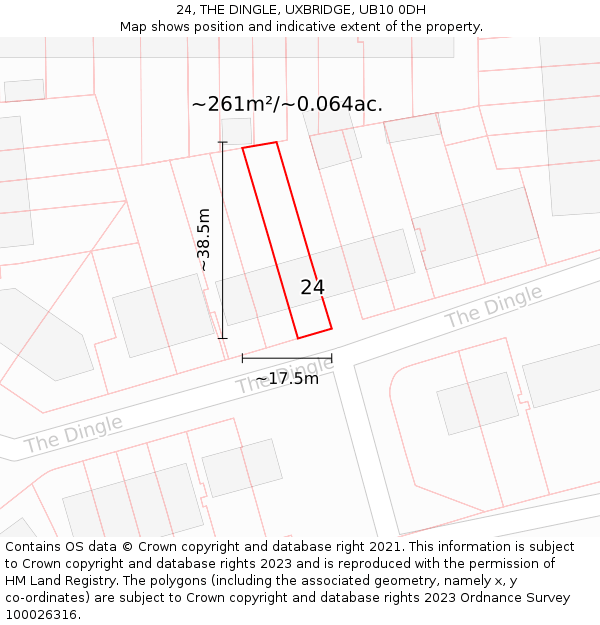 24, THE DINGLE, UXBRIDGE, UB10 0DH: Plot and title map