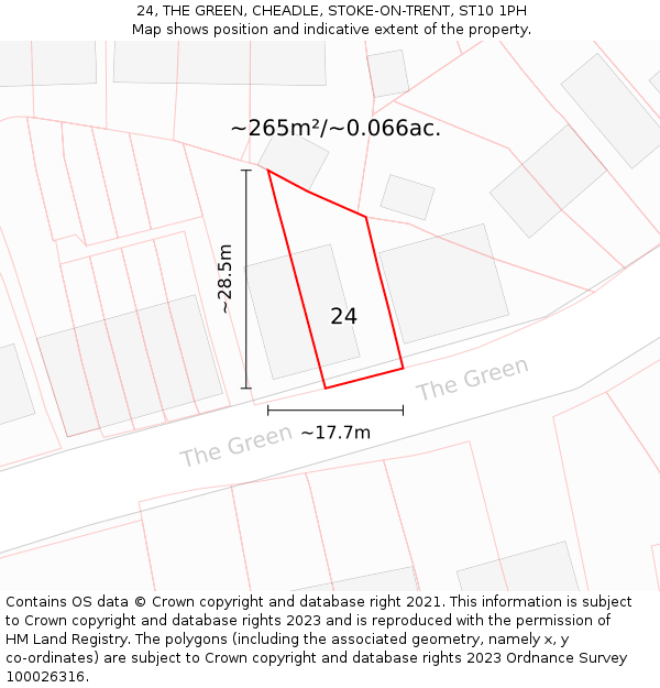 24, THE GREEN, CHEADLE, STOKE-ON-TRENT, ST10 1PH: Plot and title map