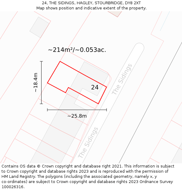 24, THE SIDINGS, HAGLEY, STOURBRIDGE, DY8 2XT: Plot and title map