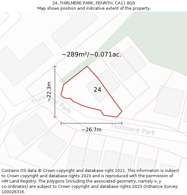24, THIRLMERE PARK, PENRITH, CA11 8QS: Plot and title map