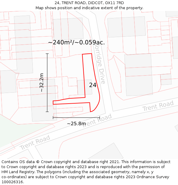 24, TRENT ROAD, DIDCOT, OX11 7RD: Plot and title map