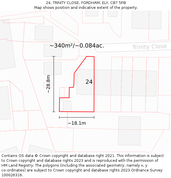 24, TRINITY CLOSE, FORDHAM, ELY, CB7 5PB: Plot and title map
