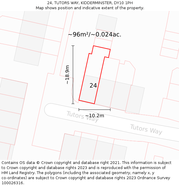 24, TUTORS WAY, KIDDERMINSTER, DY10 1PH: Plot and title map