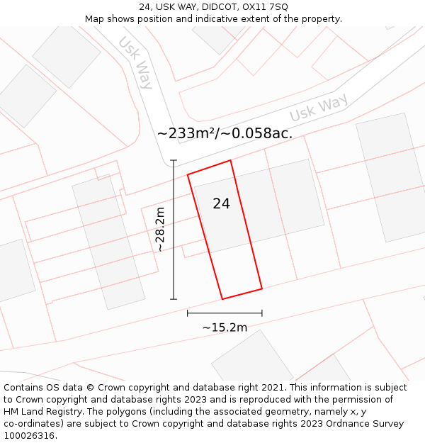 24, USK WAY, DIDCOT, OX11 7SQ: Plot and title map
